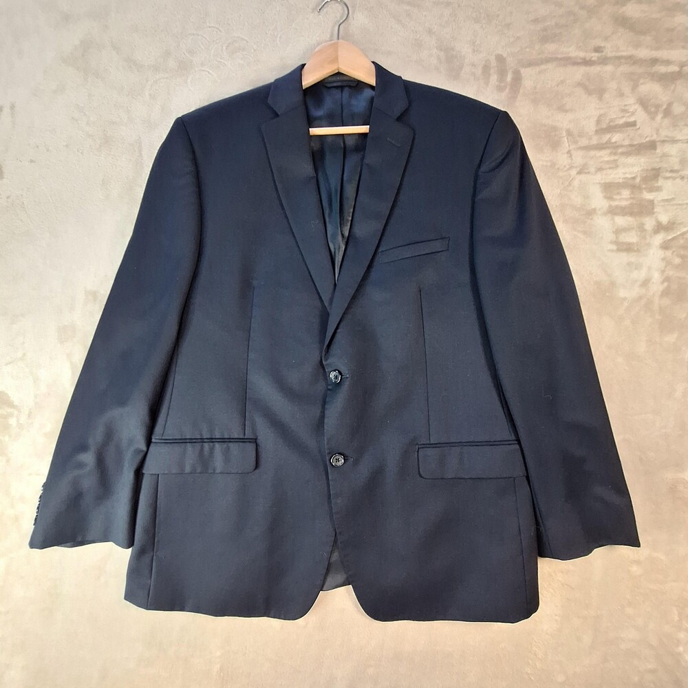 Joseph Abboud Suit Jacket Mens 44R Blue Wool Double Vent 2 Button Formal Dress